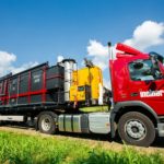 Mobile high capacity incinerator, on semitrailer